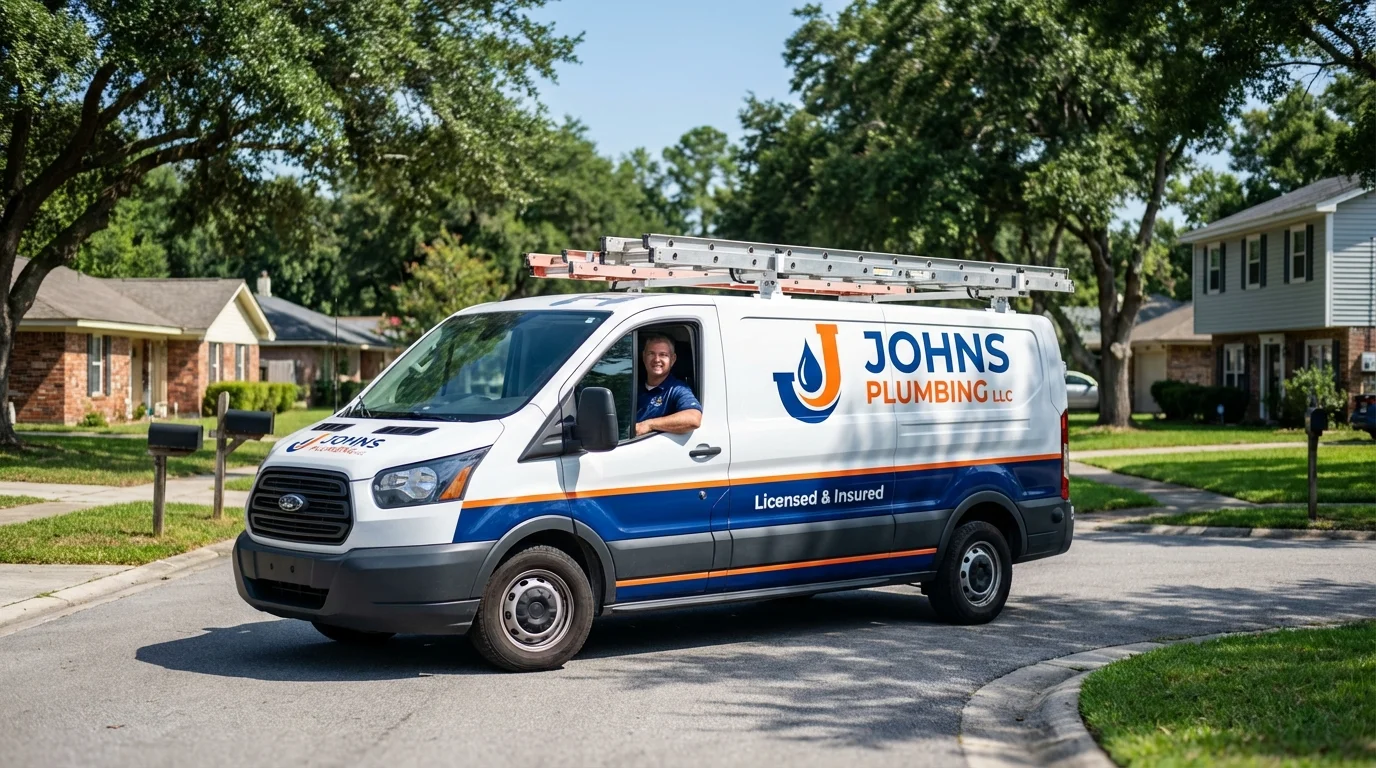 Johns Plumbing LLC service van in Magnolia, AR